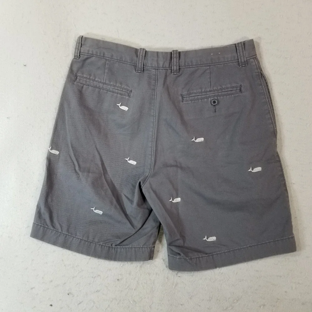 J Crew shorts men's 32x8 Gray cotton embroidered whales outdoor
